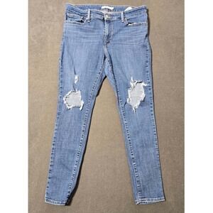 Levi's 711 Skinny Jeans Distressed Ripped Blue Denim Size‎ 32 Y2K